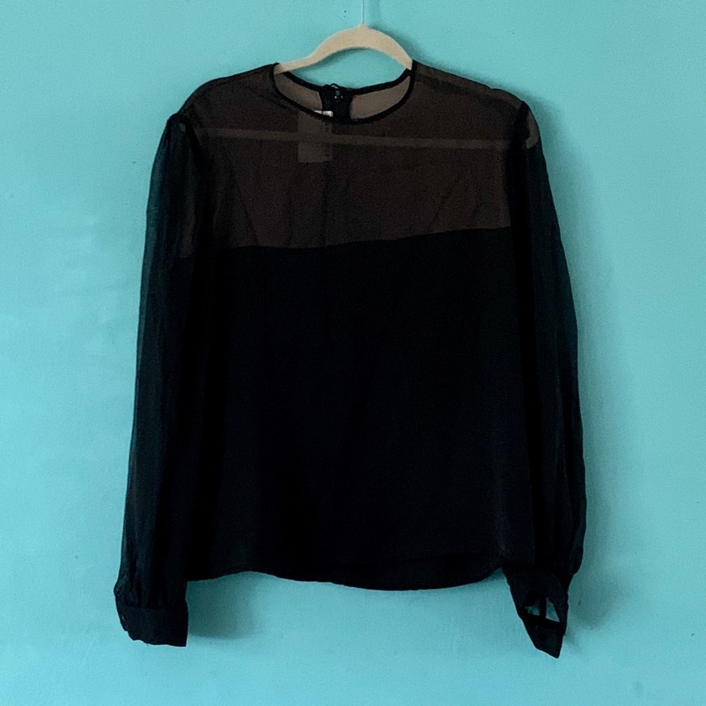 VTG David Hayes Black Sheer Silk Blouse 14 - Picture 7 of 8
